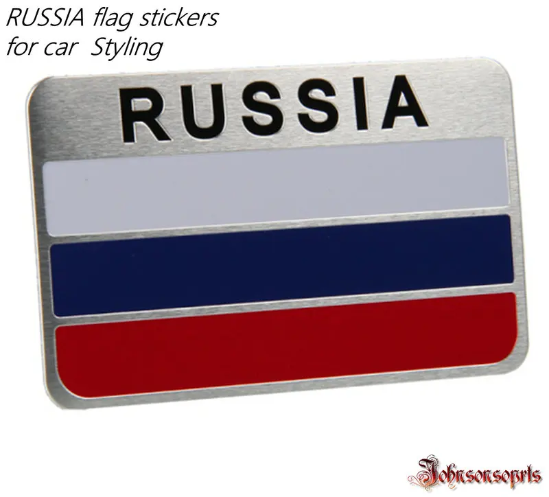 

Wholesale 10 Pcs Russia flag sticker Aluminum Alloy Flag Badge Emblem Decal Car Stickers for Car Styling