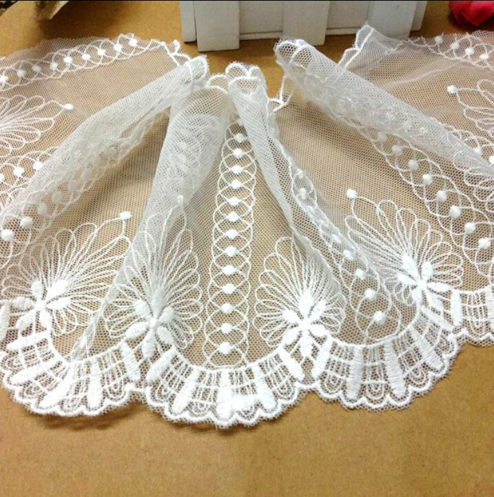 

5 yards/lot width 13cm 5.12" white/beige/black embroidery mesh lace trim ribbon 27965L4K28