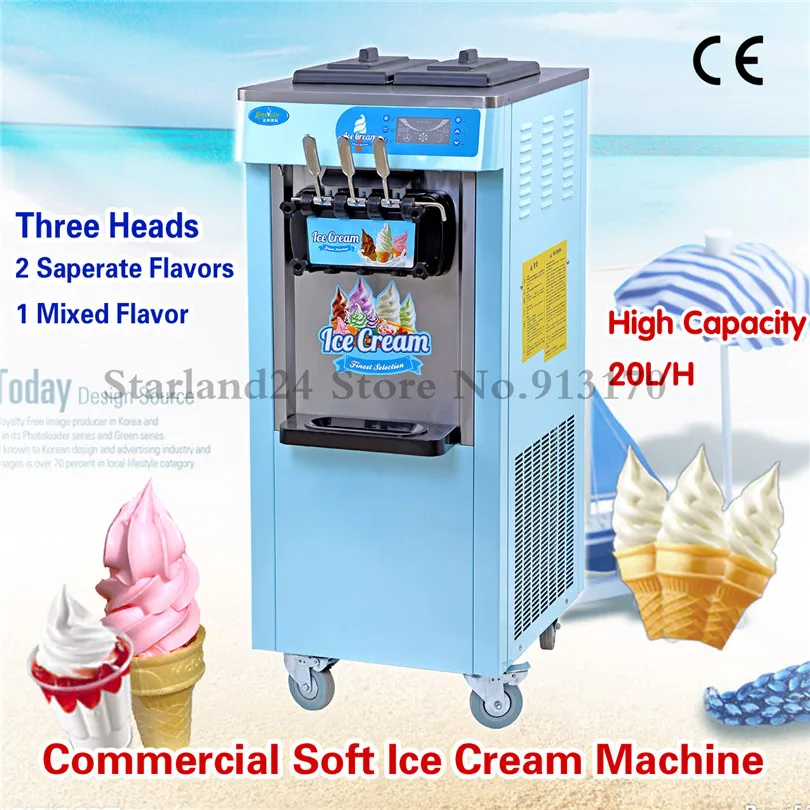 Sundae Ice Cream Equipment Brand New Soft Ice Cream Machine 220v Verticial Type with Casters LED Display