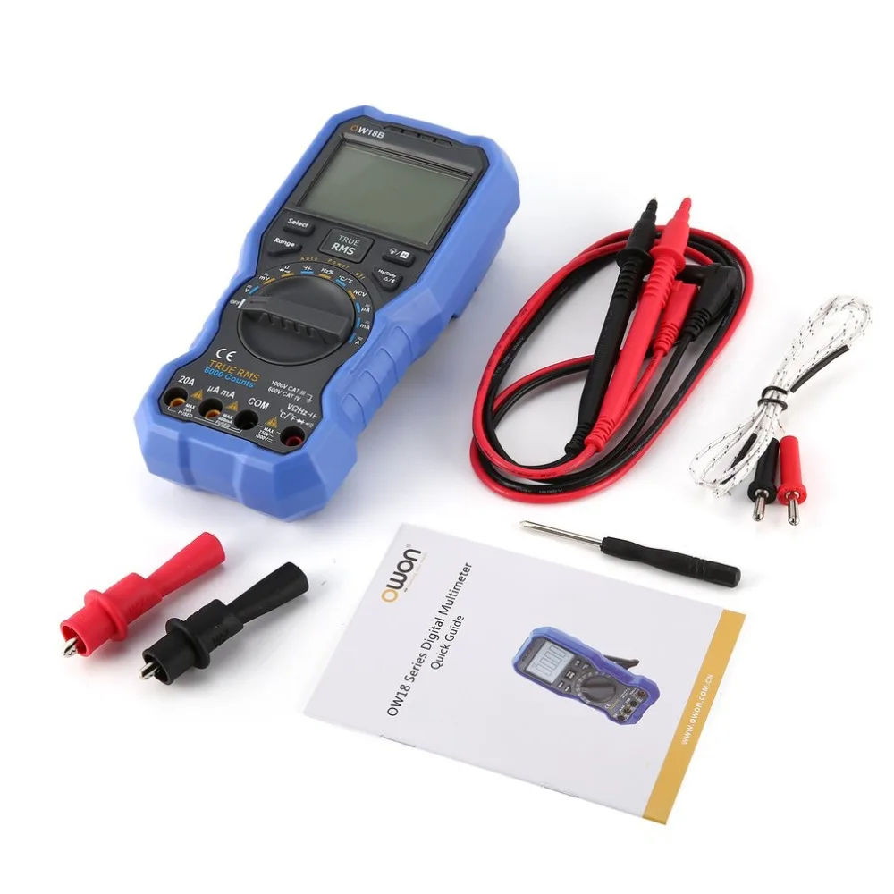 OWON OW18B Original Digital DC/AC NCV Data Multimeter Logger Bluetooth Ammeter Voltmeter With K-type Thermometer Kit