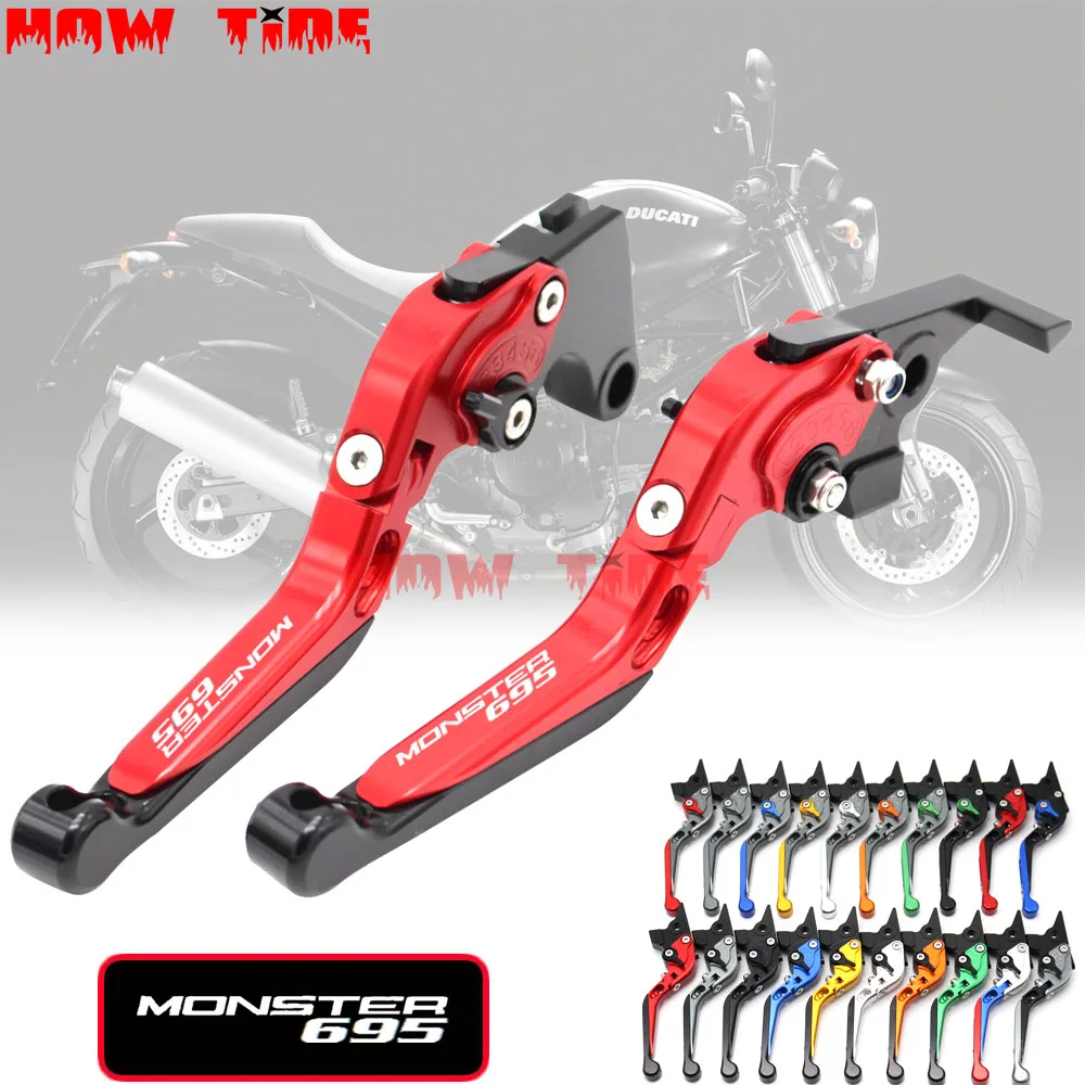 Palancas de freno de embrague ajustables para motocicleta, accesorio plegable extensible CNC para DUCATI Monster 695 MONSTER 2007 2008