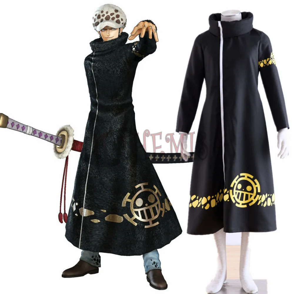 Athemis ONE PIECE Trafalgar Law (Trafalgar D Wasser Gesetz) lange Mantel Jacke Cosplay Kostüm Für Kinder Erwachsene Plus Größe