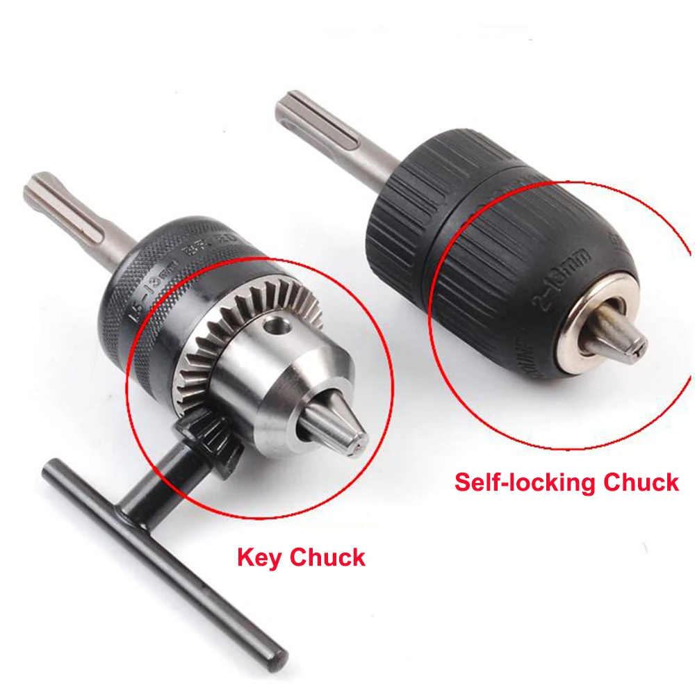 1PC Self-locking/Key Electric Hammer Conversion Drill Chuck with Round/Square Shank For Hand Drill