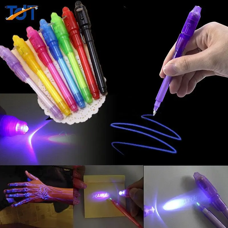 Creative Magic UV Light Pen Invisible Ink Pen Glow in the dark Pen with Built-in UV Light included the batteries