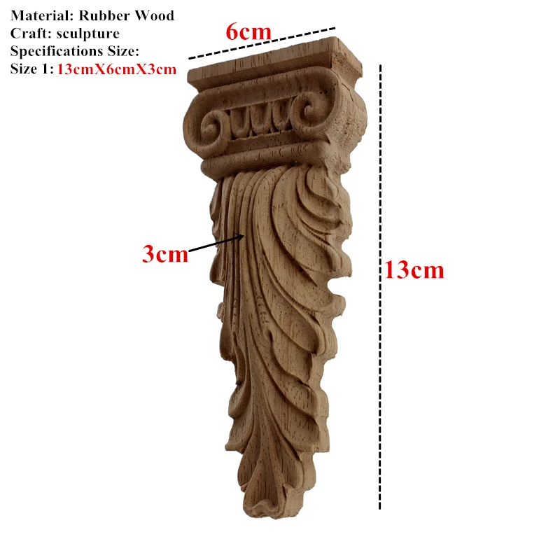 VZLX Carving Decoration Accessories Maison Wood Applique Furniture Cabinet Door Frame Wooden Decal Corner Onlay For Vintage Home