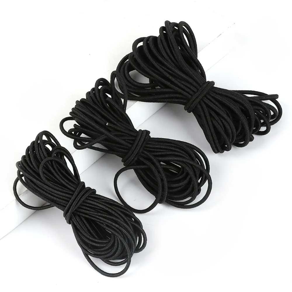 2M Black Strong Elastic Rope Cord Bungee Shock Cord Stretch String for DIY Outdoor Project Tents Kayak Boat Bag Luggage