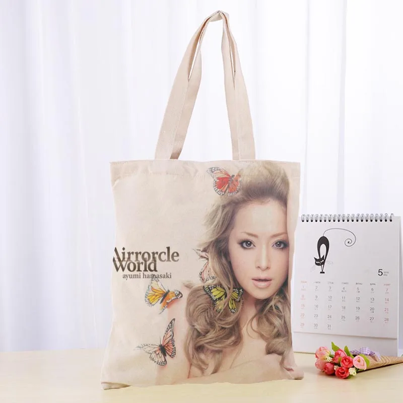 High Quality Ayumi Hamasaki Canvas Tote Bag Fashion Durable Women Student Cotton Linen Handbag Printed Shopping Bags Custom logo