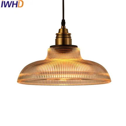 

IWHD American Style Loft Vintage Pendant Lights Restaurant Retro Industrial Lamp Creative Glass Pendant Light Home Lighting