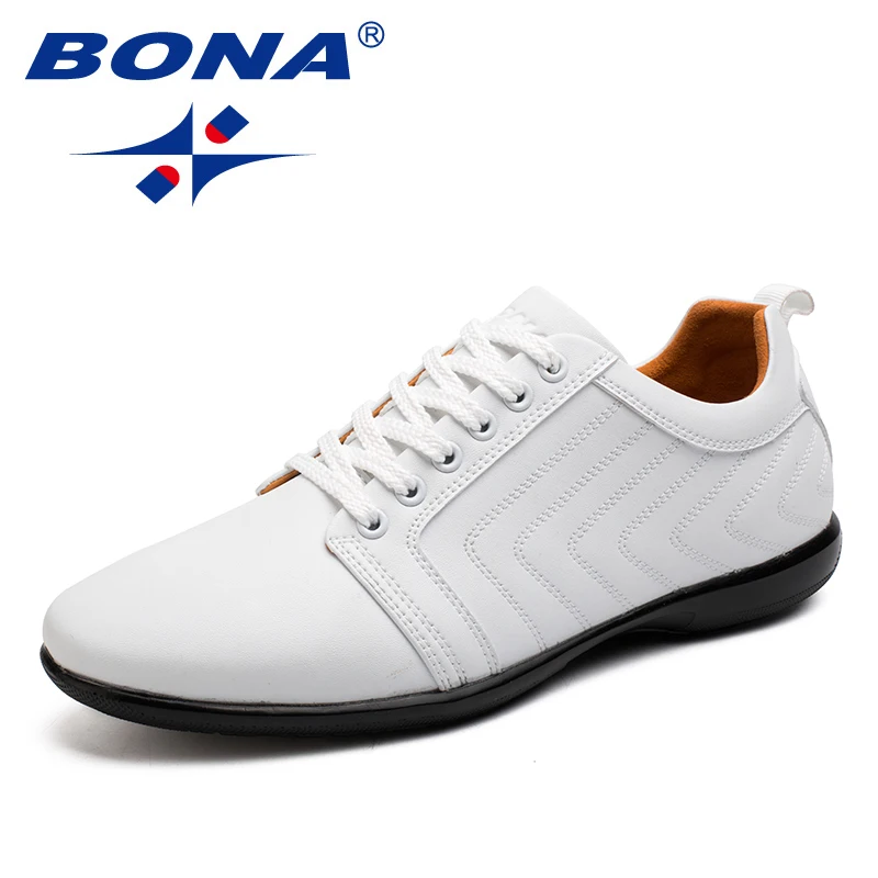 BONA New Classics Style Men Casual Shoes Lace Up Breathable Men Shoes Light Soft Male Flat Shoes Comfortable