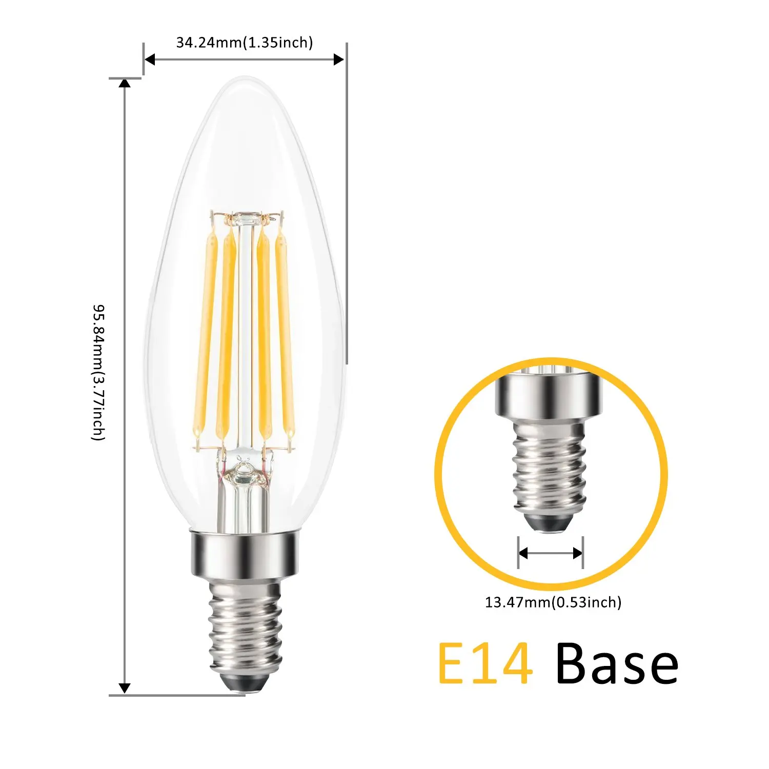 Ampoule LED Edison à intensité variable pour lustre, lampe de rechange, bougie C35, E14, ci-après Base Elabra, blanc chaud et froid, 4W, 6W, 2700K, 6000K