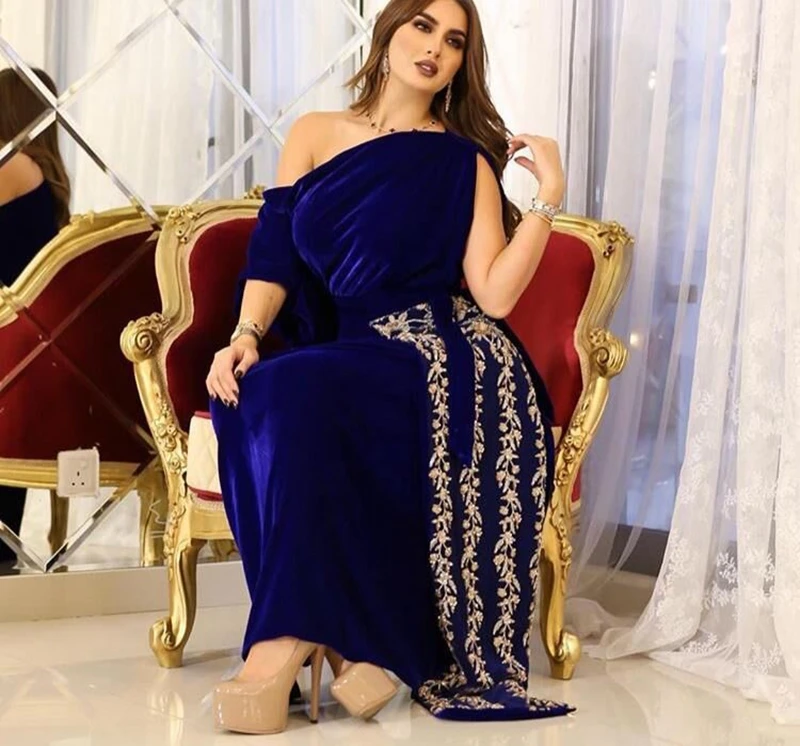 Nova chegada azul real dubai kaftan vestidos de noite longo 2023 miçangas rendas vestido de noite vestido de festa árabe vestidos formais