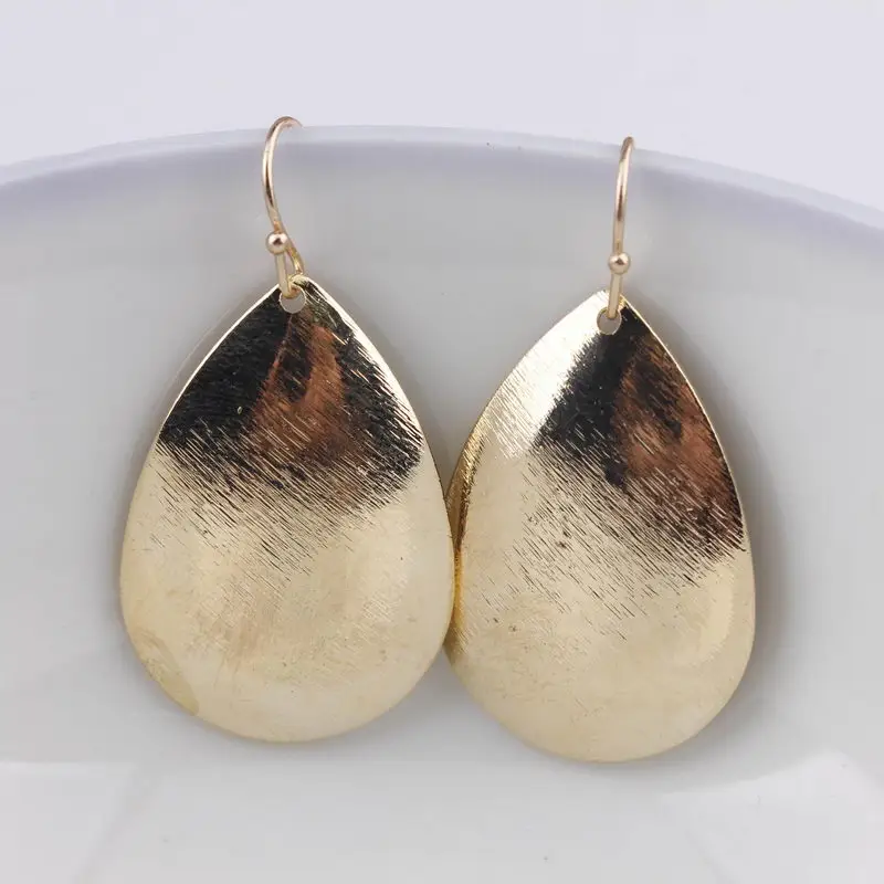 Small Tiny Polished Matte Brushed Metal Mini Teardrop Statement Earrings for Women