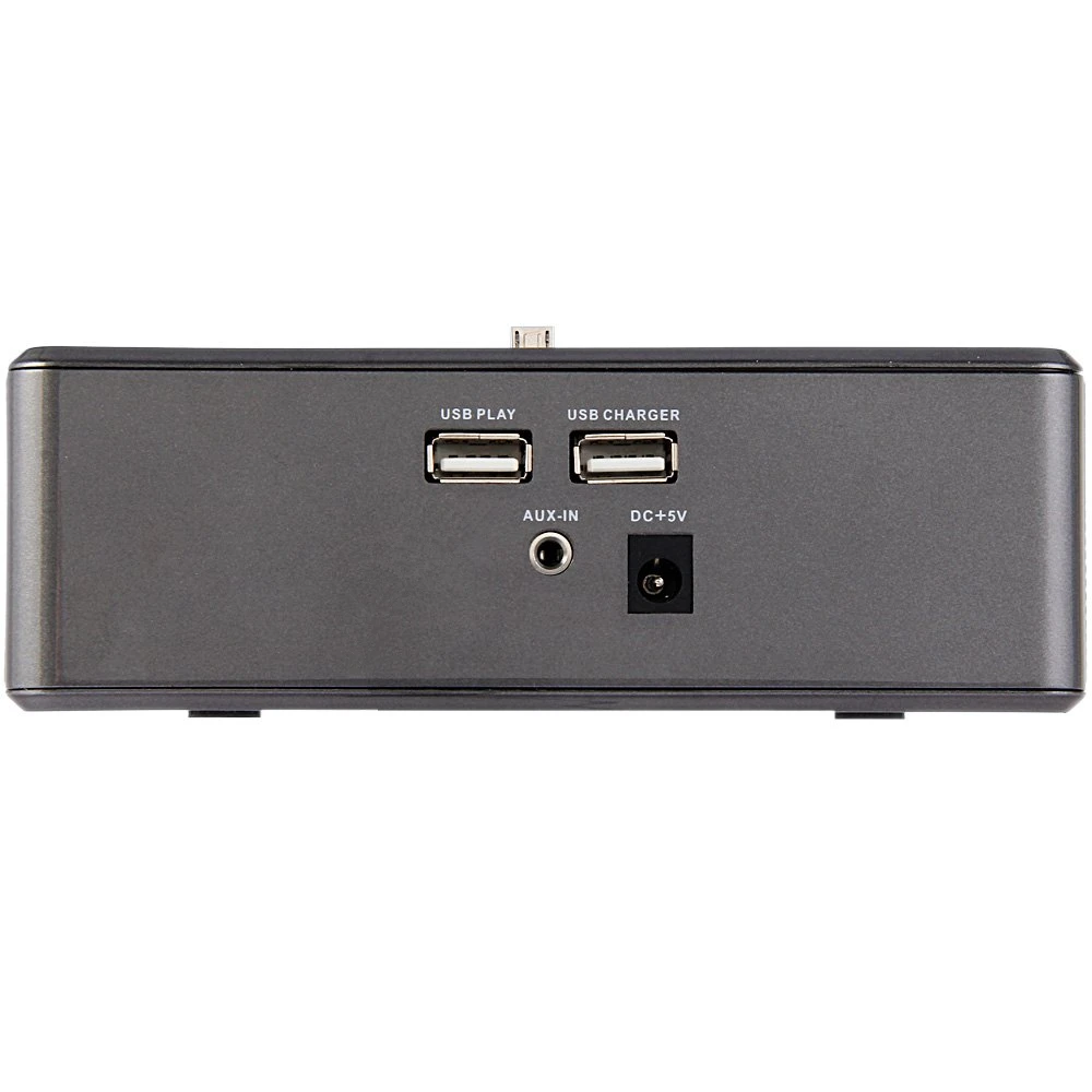 EXRIZU Bluetooth Speakers Alarm Clock NFC FM Radio 8Pin Type-C Micro USB Charger Dock Phone Station Speaker for iPhone Android