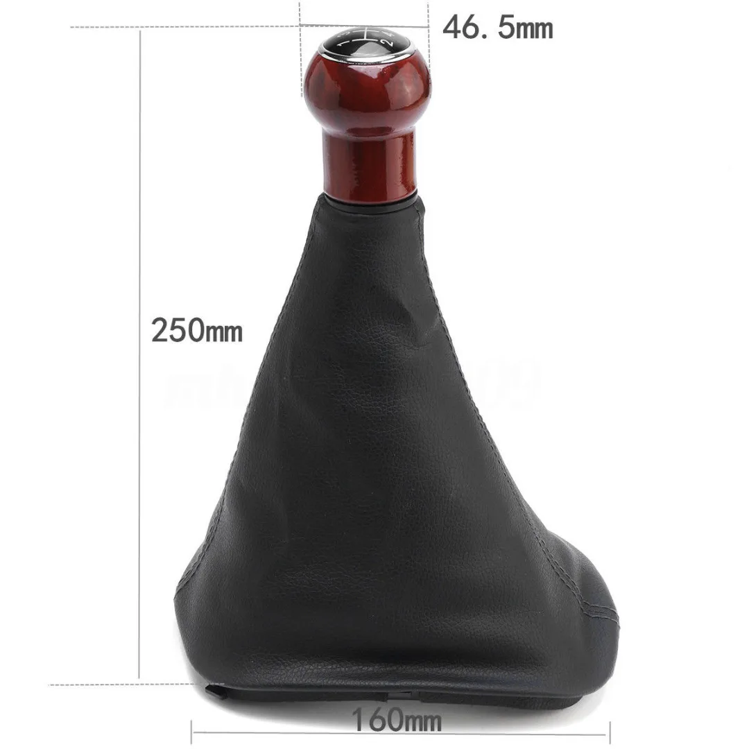 JX-LCLYL 5 Speed Wood Gear Shift Knob Stick Gaiter Boot For VW Golf Passat B5 Jetta 99-04