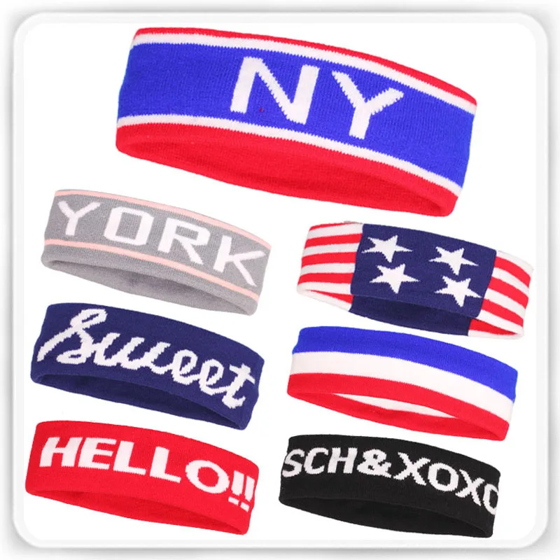 Elastic Headband Sports Yga Ribbon Wraps stripped and Nice letters Pattern for Men and Women  High Elasticity