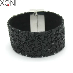 XQNI Brand High Quality Girls Charm Bracelets Jewelry Fashion Wedding Wrap Leather Bracelets With Stone Women Bracelet Bangles