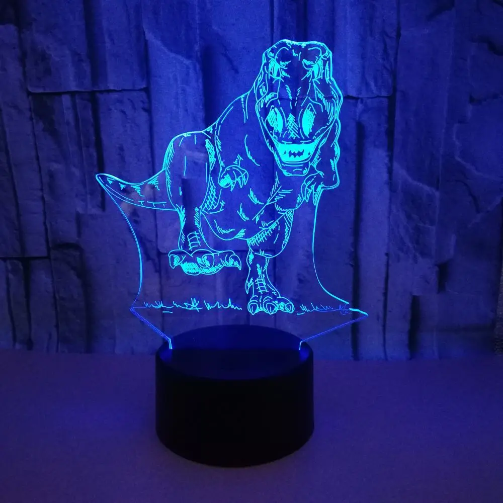 

New Dinosaur 3d Small Table Lamps Colorful Touch Led Visual Desk Lamp Gift Atmosphere 3d Usb Night Lamp Factory Wholesale