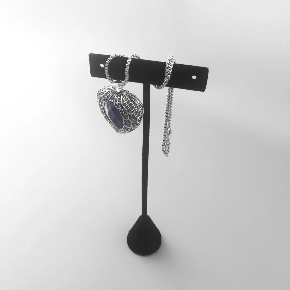 Pendants Black CZ Lotus Wings Heart 925 Sterling Silver Fine Jewelry Accessories Fit Necklace Trendy Costume Gift For Women