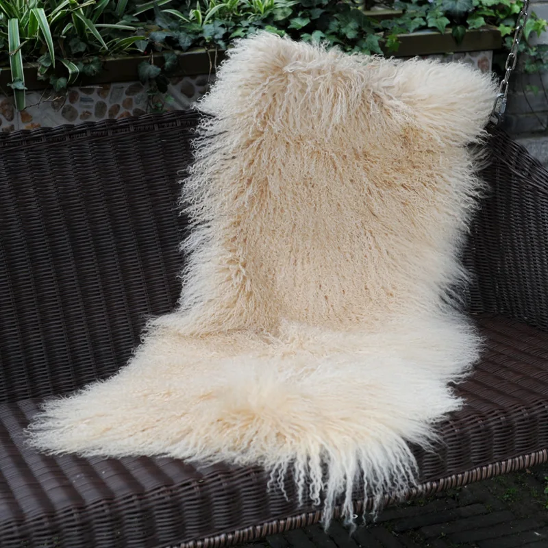 CX-D-24P Chair Sofa Covers Solid Mongolian Lamb Fur Blankets Great Quality Warm Carpet