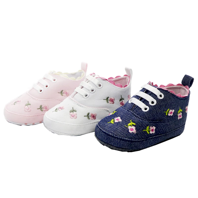 

Baby Girl Shoes Cotton Crib Shoes Lace Floral Embroidered Soft Shoes Prewalker Walking Toddler Kids Shoes