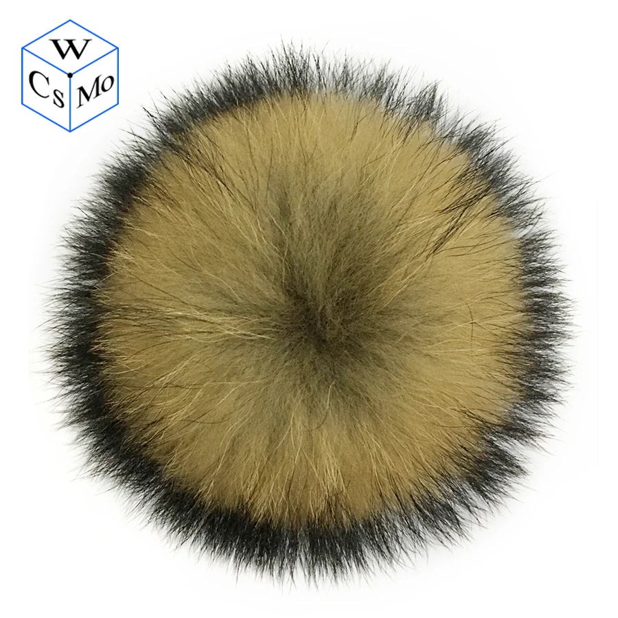 DIY 14-15cm Natural Grey Black White Raccoon Fur Pompoms Balls For Knitted Chilren Hat Cap Winter Beanies Real Fox Fur Pompom