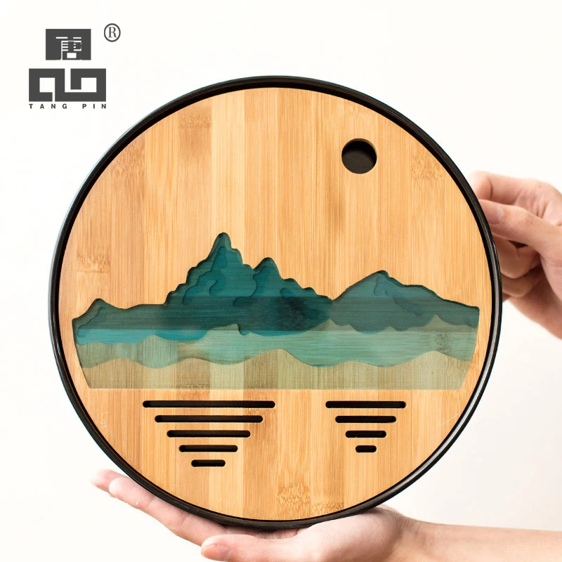 

TANGPIN Mountain Plastics and Bamboo Tea Trays Tea Board Kung Fu Serving Tray Table Accessories