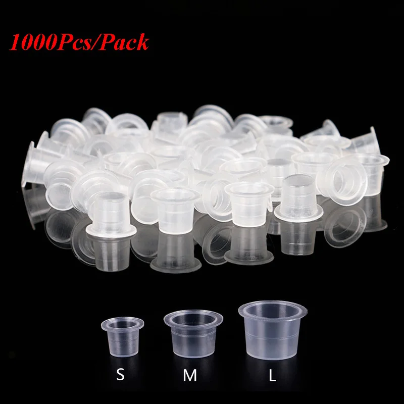 

1000Pcs Plastic Disposable Microblading Tattoo Ink Cups Permanent Makeup Pigment Clear Holder Container Cap for Body Paint