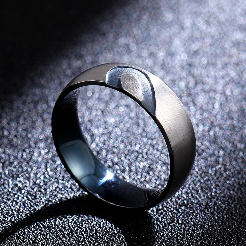 MANGOPIE 316 Stainless Steel Love Heart Couple Rings for Women Men Wedding Engagement CZ Ring Unique Fine jewelry