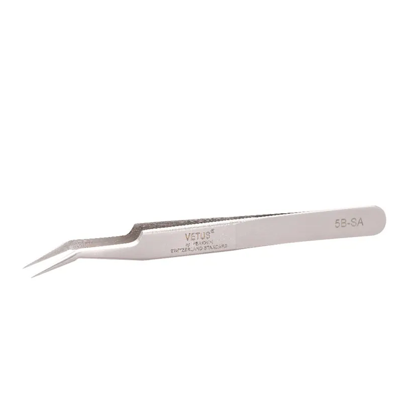 VETUS Eyelash Makeup Tweezer Stainless Steel High Precision Antimagnetic Anti Acid Tweezers for 3D Volumn Eyelash Extension