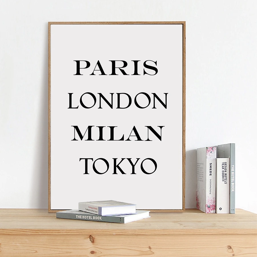 Paris London Milan and Tokyo Art Print And Poster , Fashion Cities Canvas Painting Prints Home Office  Scandinavian Wall Decor