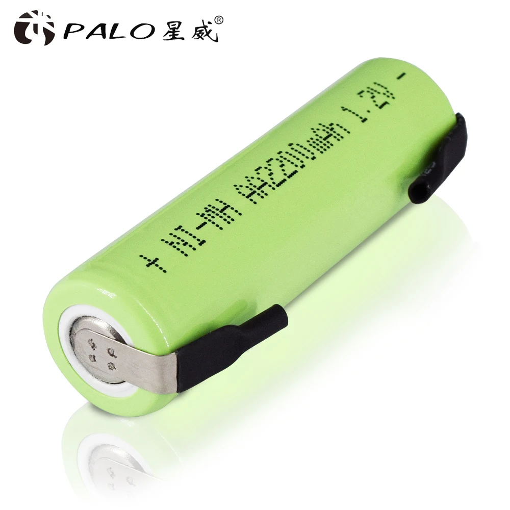 PALO AA Rechargeable Battery 1.2V 2200mAh NiMH AA Battery With Welding Tabs for Philips Electric Shaver Razor Toothbrush Light