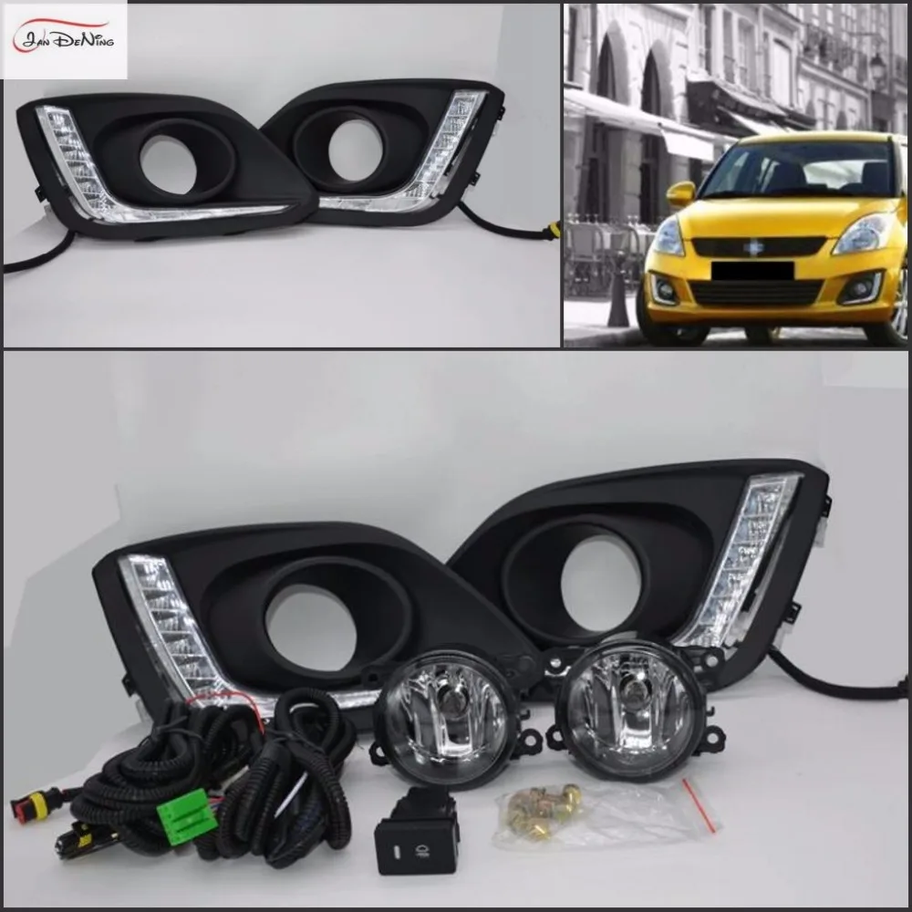 

JanDeNing LED Daytime Runnin Fog Light DRL for SUZUKI SWIFT 2014 Clear Halogen bulb H11 LED Front Fog Lights Bumper Lamps Kit