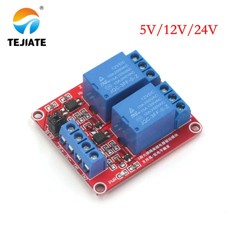 

2 Channel Relay Module With Optocoupler Isolation 2 Way 5V 12V 24V Support High And Low Level Trigger Development-Board