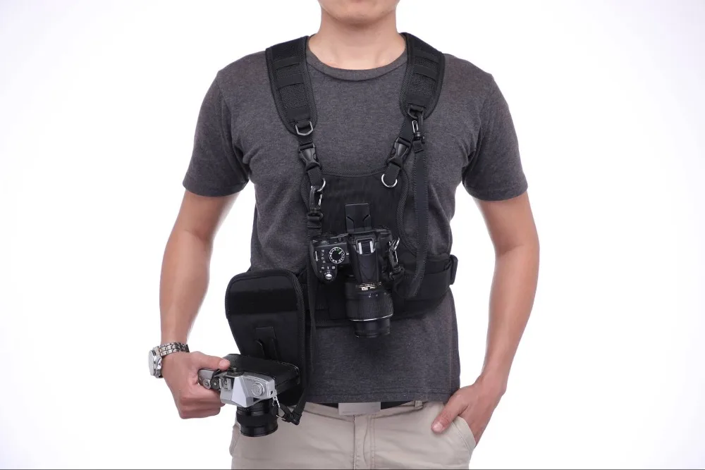 Carrier II Multi Dual 2 Camera Carrying Chest Harness System Vest Quick Strap with Side Holster for Canon Nikon Sony Pentax DSLR