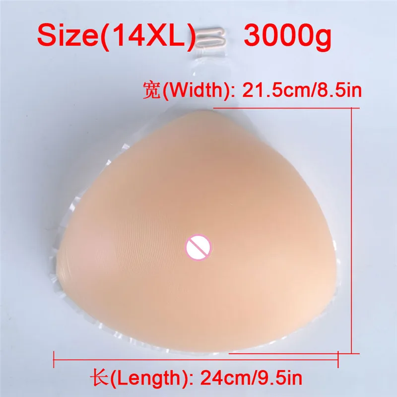 

3000g/pcs Triangle Huge Drag queen Crossdresser Breast Form Super Silicone Boobs Portable Hook Type Silicone Fake Breast