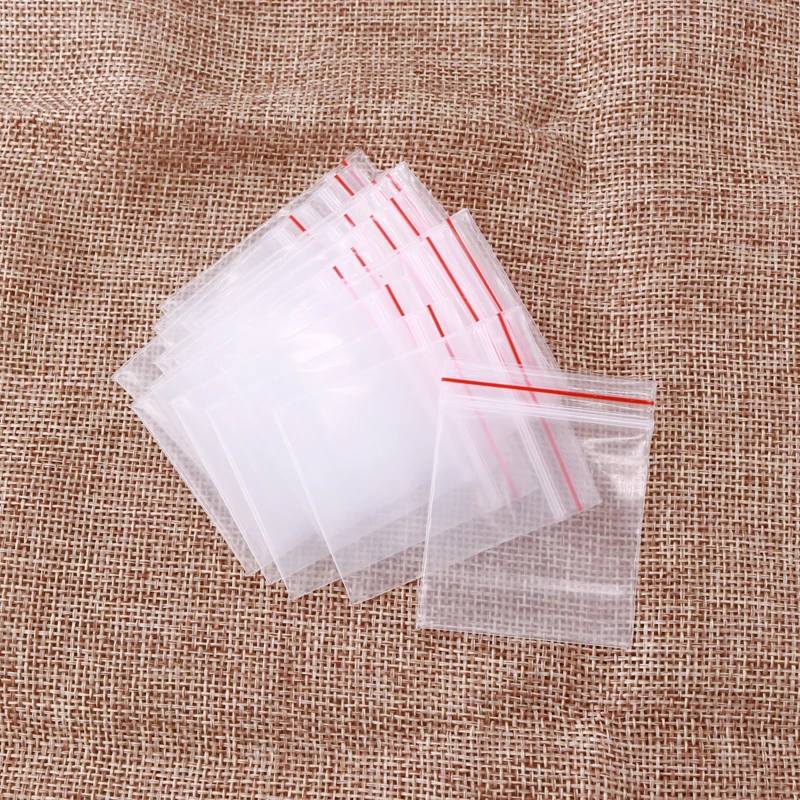 100pcs/pack Jewelry Ziplock Zip Zipped Lock Reclosable Thick Plastic Poly Clear Bags Nuts Charms Packaging Bags Thickness 0.2mm
