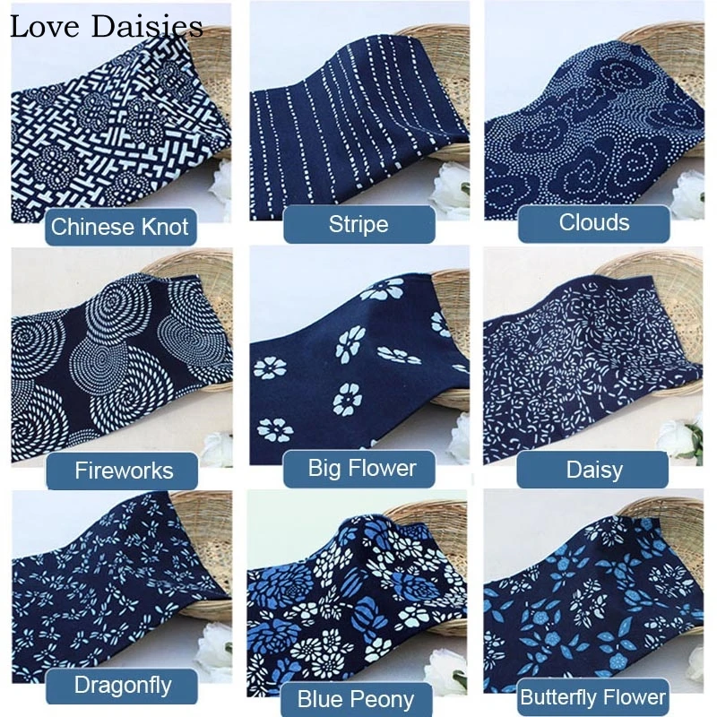 100% Cotton Chinese Indigo Dark Batik Calico Blue And White Porcelain Fabric For DIY Home Decor Handmade Apparel 23 Options