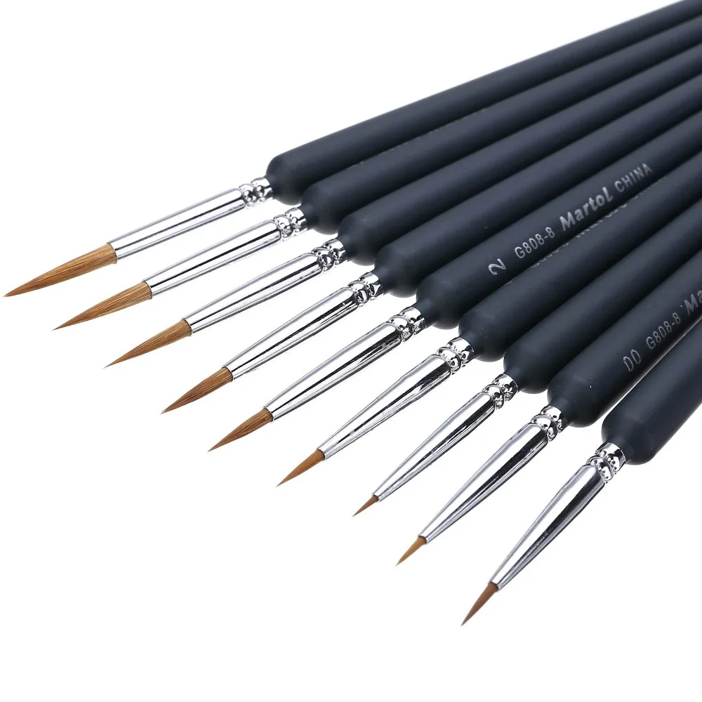 9pcs/Set Paint Brushes Artist Weasel Hair Brush Pen For Gouache Watercolor Paint Oil Painting For Beginners & Artists