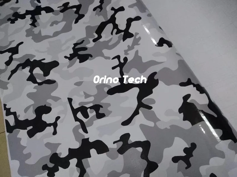 ORINO Arctic Black Grey White Snow Camo Vinyl Film Car Wrap Sticker PVC Motorbike Car Wrap Sheet Film Body ROOF Wrapping Decal