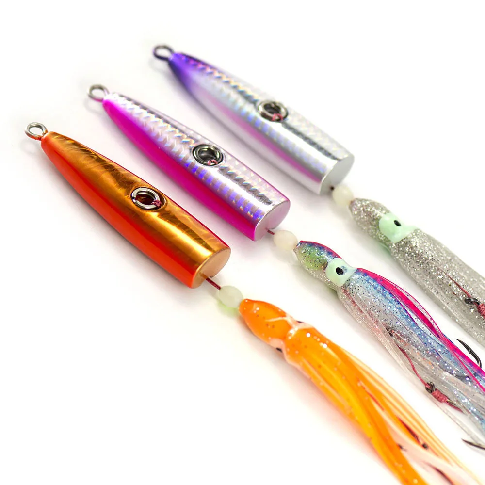 Countbass 3PCS 120g 4.3oz  Bullet Inchiku Jigs with Assist Hook, Salty Rubber Jigging lures for fishing, Bottom Ship Snapper