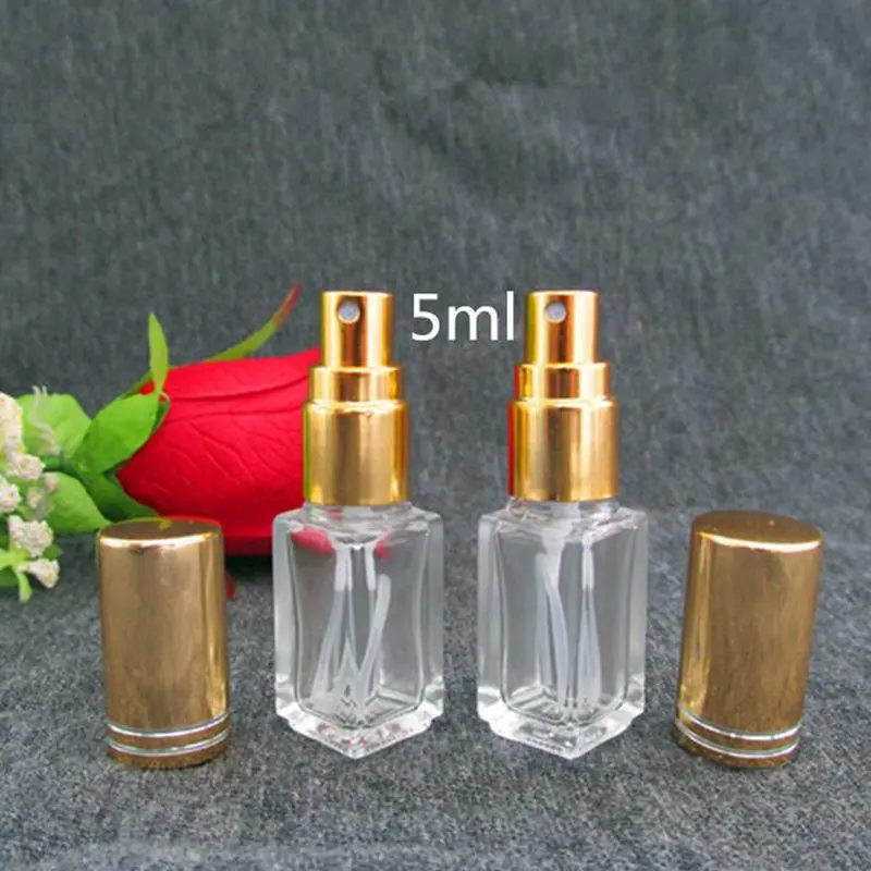 600pcs/lot 5ml clear spray cosmetic bottle Transparent square & Round glass perfume spray bottle