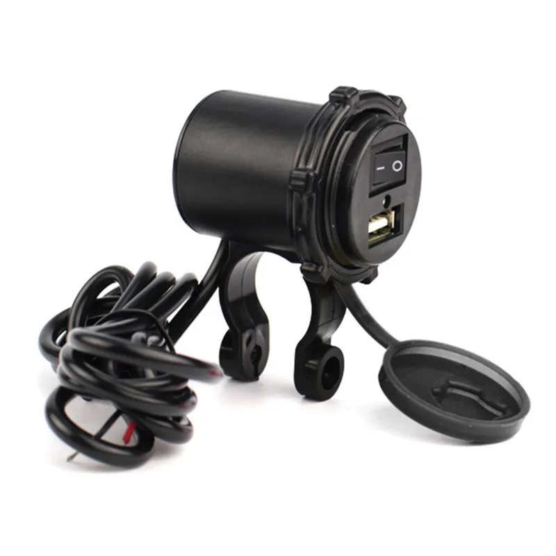 

12V-24V USB Motorcycle Waterproof 5V 2.1A Switch Motorcycle Socket Motorbike Phone Charger Adapter