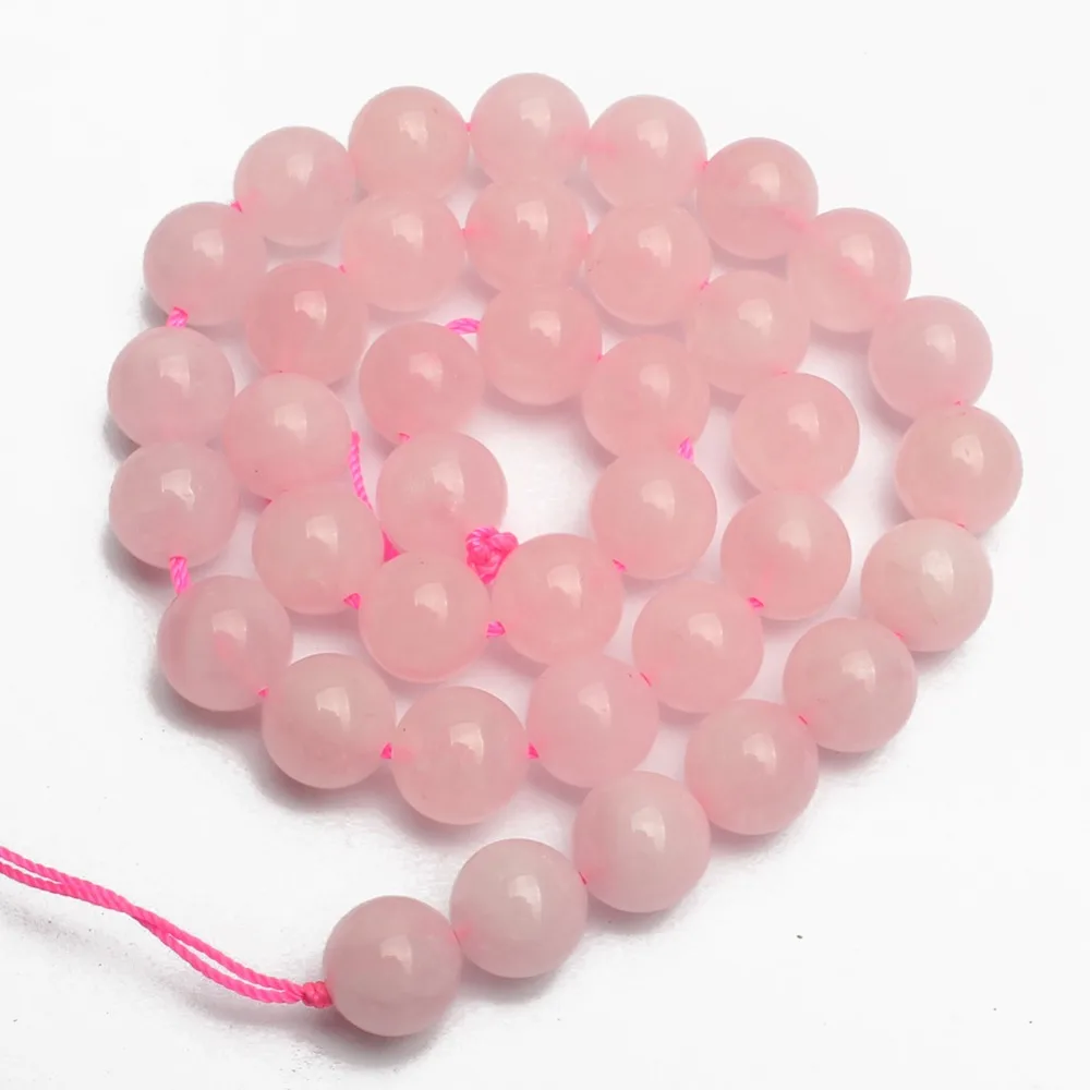 Natural Rose Pink Quartzs Crystal Stone Beads Round Loose Beads For Jewelry Making DIY Charm Bracelet 15\