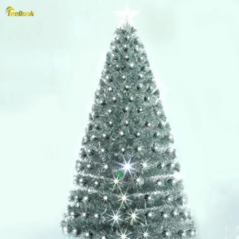 Teellook 1.2M / 2.4M Deluxe Plus Silver All Cool White Light Fiber Christmas Tree Christmas Large Scenic Christmas Decorations