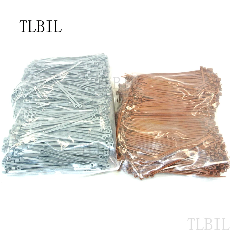 1000Pcs/lot 3 X 100mm Brown Gray Cable Wire Zip Ties Self Locking Nylon Cable Tie