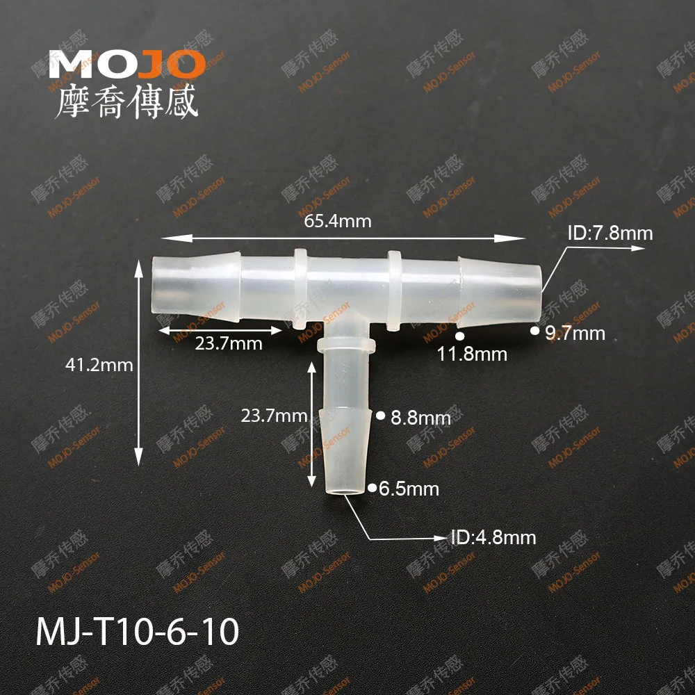 2020 Free shipping!!  MJ-T10-6-10 Reducing  multiple tee hose connector 10mm to 6mm barbed type connectors (100pcs/lots)