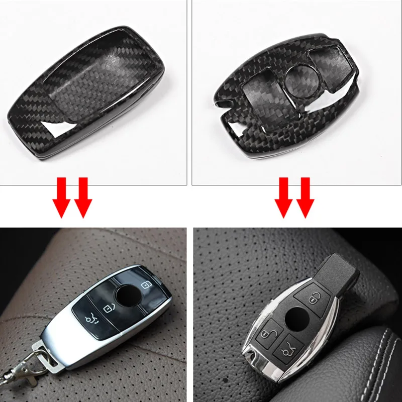 Real Carbon fiber Car Key Shell Cover Trim For Mercedes benz A C E G S GLE GLC Class W177 W205 W213 W167 W222 W463 X253