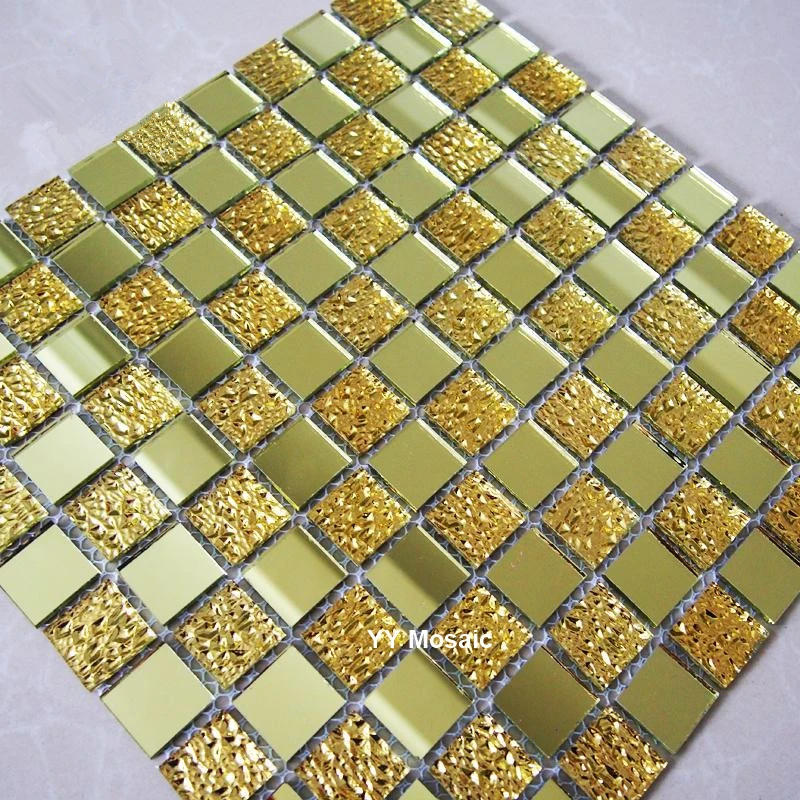 25x25mm Golden Mirror Glass Mosaic Tile for Boutique Couture checkout desk signboard shop door hall column