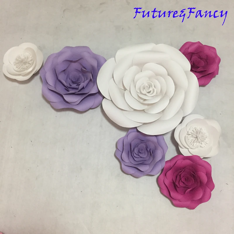 7pcs set Giant Paper Rose Flowers Showcase Wedding Backdrops Props flores artificiais para decora o Mix Sizes 20CM-40CM