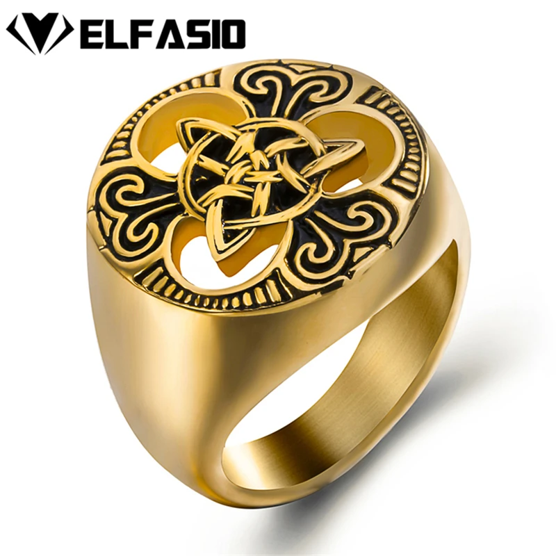 Mens Boys Celtic knot Magic 316L Stainless Steel Ring Biker Vintage jewelry Size 7-15